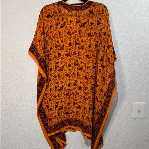 Silk Mark Orange silk ethnic paisley kaftan - Picture 2 of 3